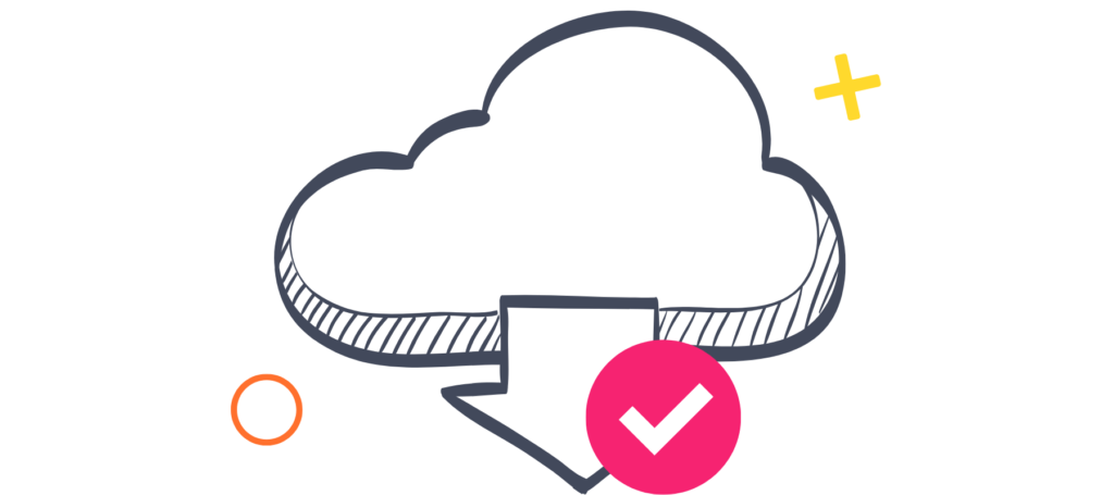 download icon cloud with pink tick