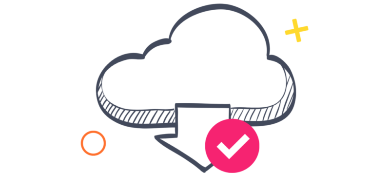download icon cloud with pink tick