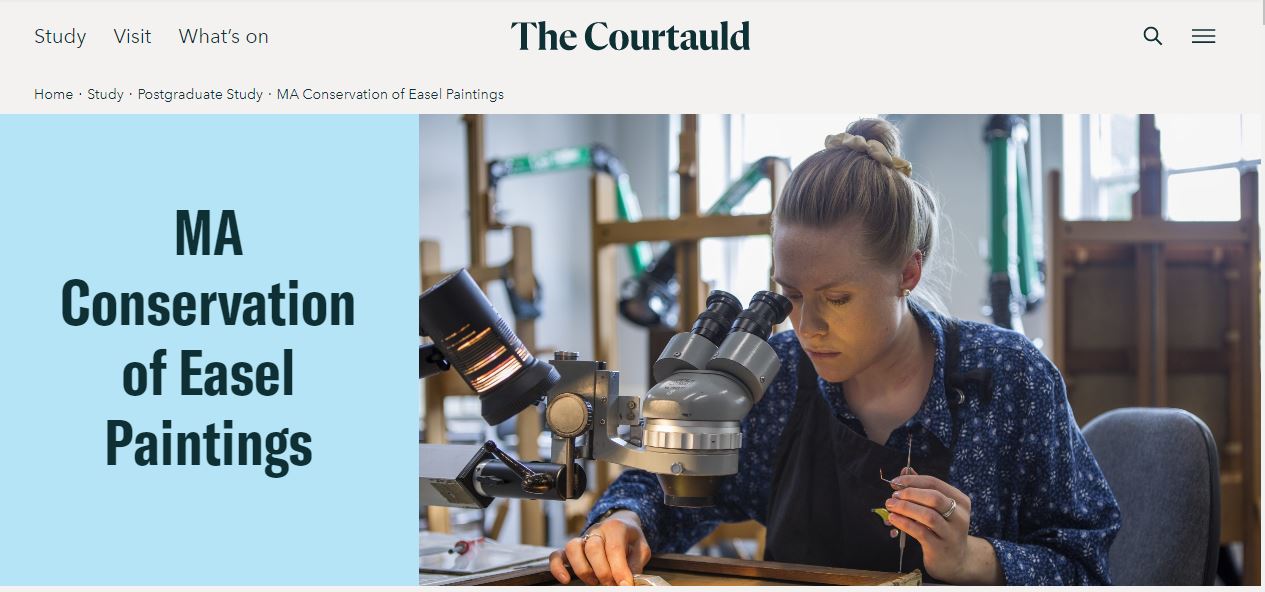 The Courtauld website for conservation of easel paintings postgraduate study