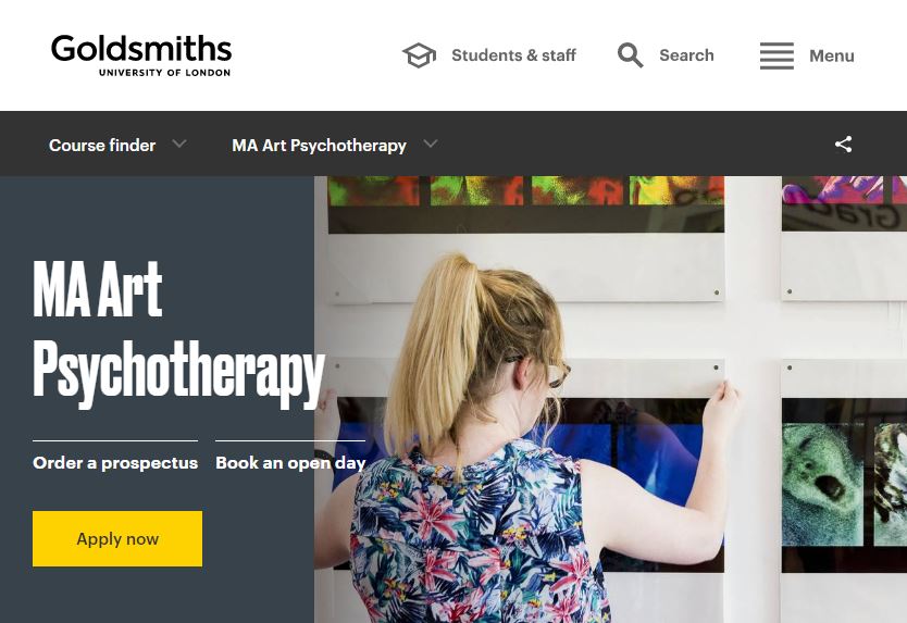 Goldsmiths University of London Website page MA Art Psychotherapy