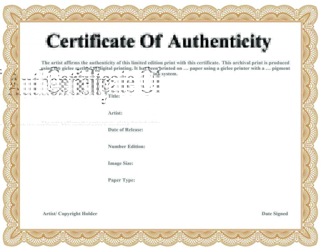 Certificate of authenticity free template for limited edition fine art prints