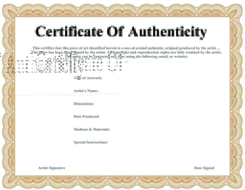 Certificate of authenticity free template