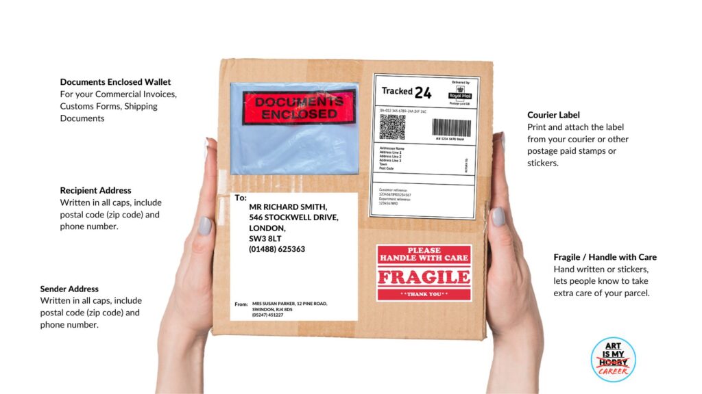 how to label artwork shipping parcel