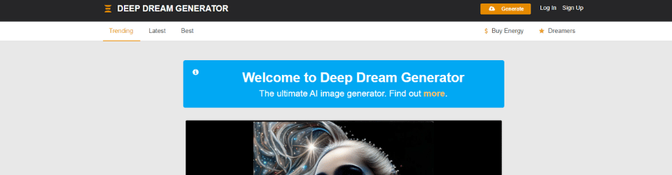 DeepDreamGenerator screenshot of website