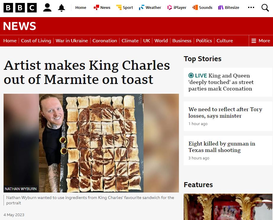 artist makes charles out of toast